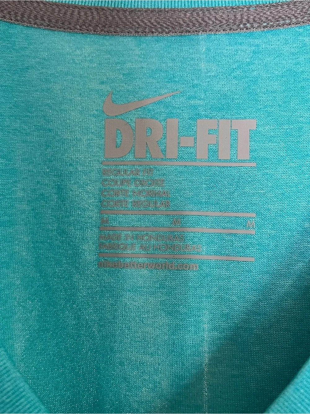 Nike Dri Fit Regular Fit Teal V-Neck Long Sleeve Athletic Top Size Medium